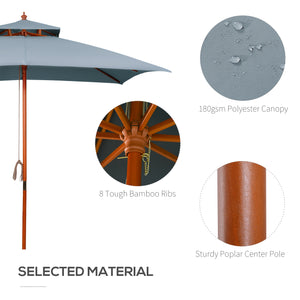 10x10 ft Garden Parasol, Square Wooden, with 2 Pulleys, Pagoda Style, Grey