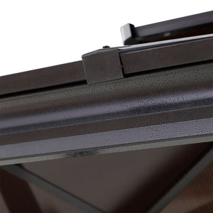 Outdoor Hardtop Grill Gazebo Cooking BBQ Canopy w/ 6 Hooks for Utensils and Double Vented PC Roof, Coffee