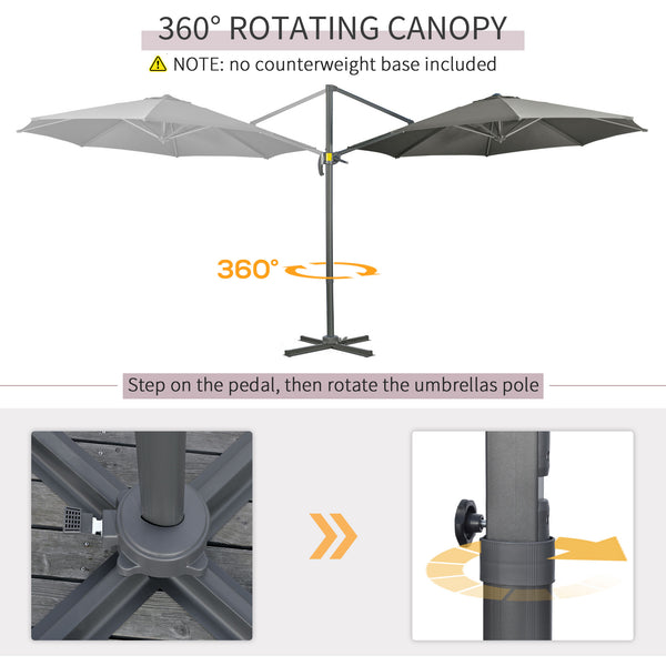 9.6-foot cantilever umbrella, grey