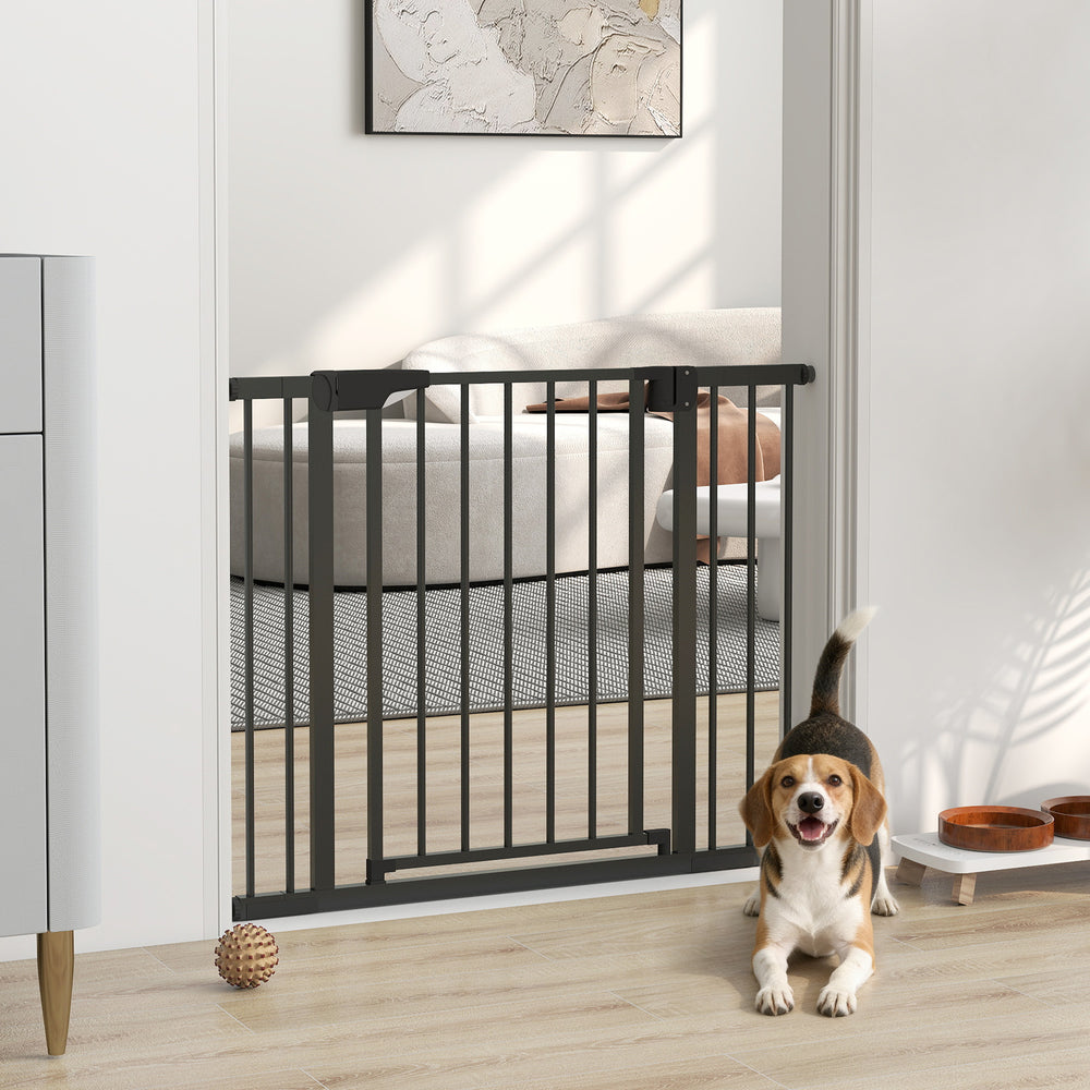 Self-closing safety gate, black