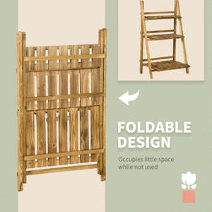3-Tier Folding Wooden Plant Stand for Garden