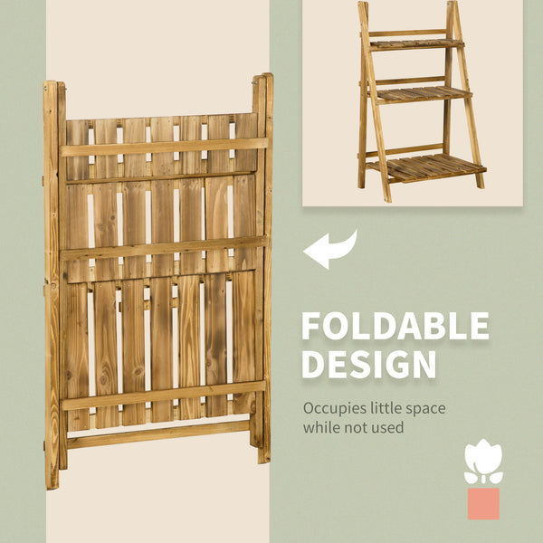3-Tier Folding Wooden Plant Stand for Garden