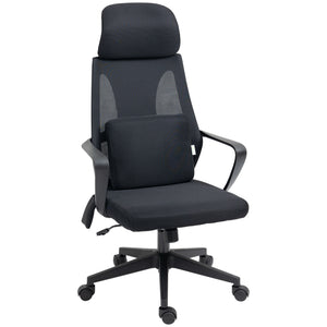 High-back office chair with lumbar massage cushion