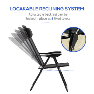 Set of 4 camping chairs, black