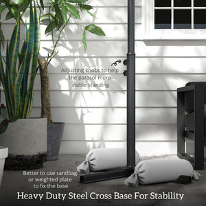 10-foot cantilever parasol with solar LED lighting, green