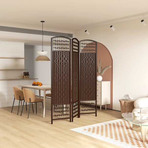 3-Panel Folding Room Divider in Corrugated Fiber, Brown