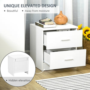 White bedside table with 2 drawers