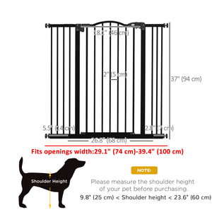 Extra Tall Dog Gate with Door, Black