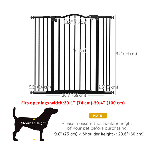 Extra Tall Dog Gate with Door, Black