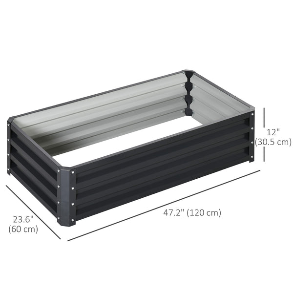 Galvanized raised planter, grey