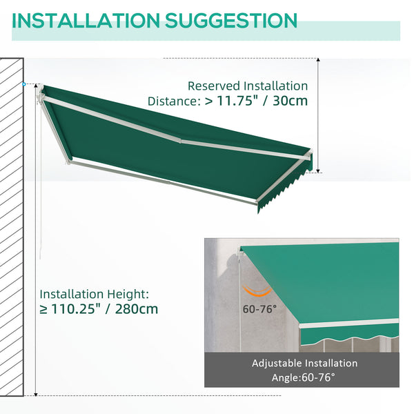 Electric awning 12.8 x 9.8 with remote control, green 