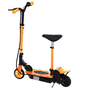 Foldable electric scooter with seat and two adjustable heights, orange