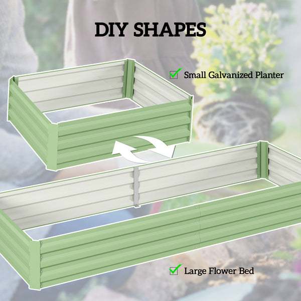Galvanized raised planter, green