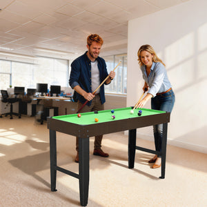 Miniature billiard table with 2 cues, 16 balls, 2 pieces of chalk, triangle, brush, green