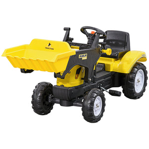 Pedal tractor with front loader, yellow