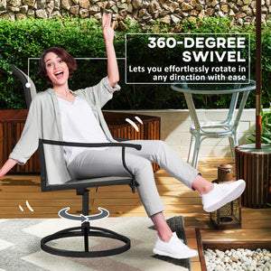 Set of 2 Outdoor Swivel Dining Chairs, High Back, All-Weather Mesh, Gray