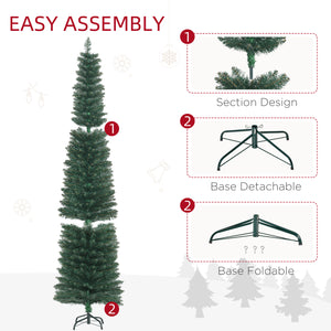 7ft Green Artificial Christmas Tree with Black Folding Stand