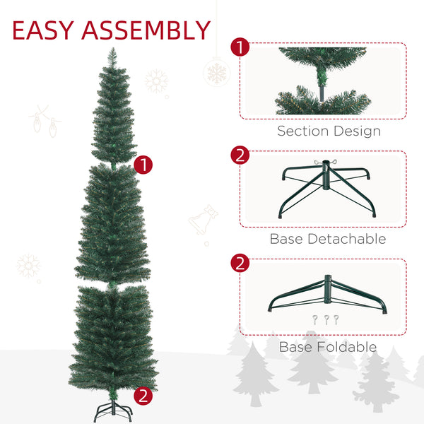 7ft Green Artificial Christmas Tree with Black Folding Stand