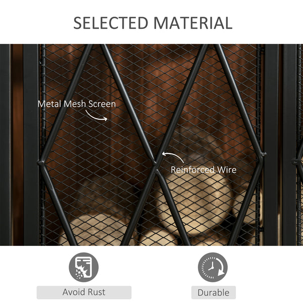 3-panel fire screen with double black doors