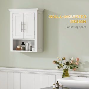 Wall-mounted bathroom cabinet with shelf, white