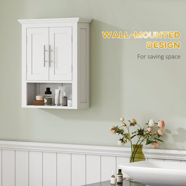 Wall-mounted bathroom cabinet with shelf, white
