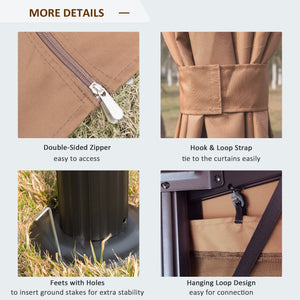 10' x 10' Outdoor Gazebo with Double Soft Top and Curtains and Mosquito Netting, Brown