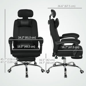 Ergonomic high-back office chair with footrest and lumbar support, black