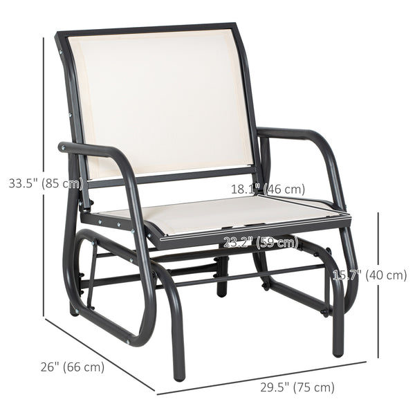 Garden armchair with breathable mesh seat and backrest, metal frame and armrests, cream color