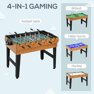4-in-1 multifunctional game table with billiards, air hockey, table tennis and table football
