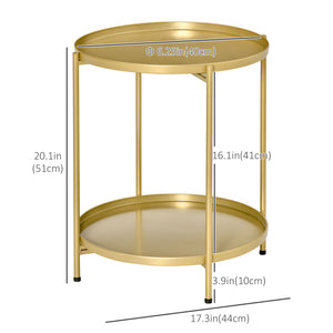 2-Tier Gold Side Table