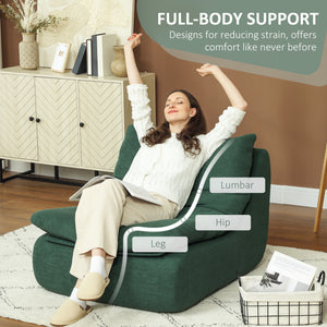 Ultra High Density Foam Floor Sofa Armless Green