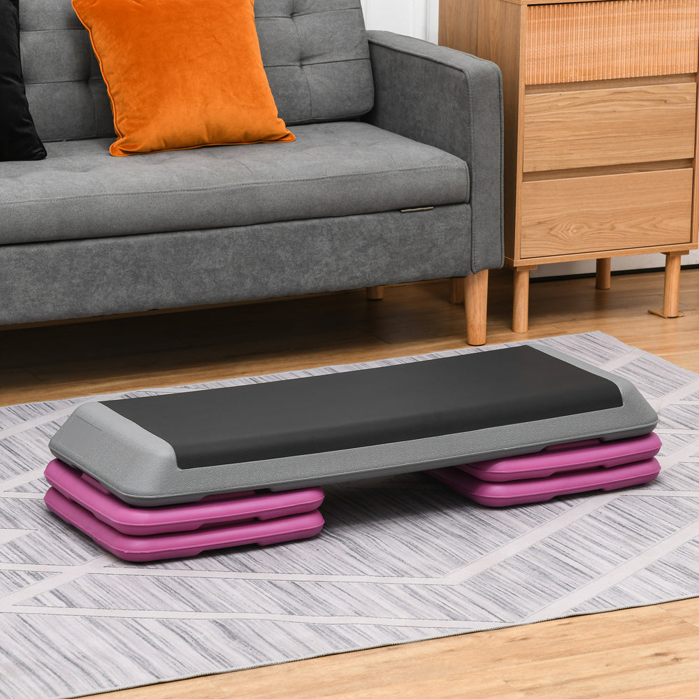43" 3-Level Adjustable Aerobic Stepper with Risers Black and Purple