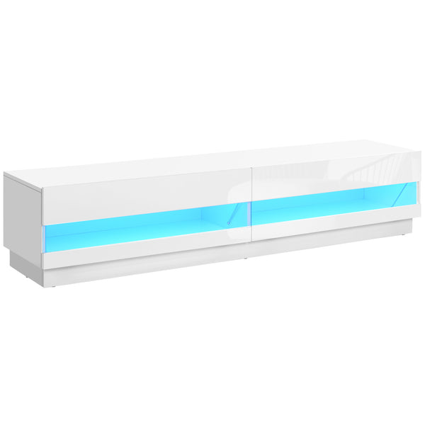 Illuminated TV stand for TVs up to 75 inches, glossy white