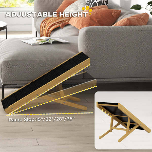 Foldable dog ramp with 4 adjustable height levels