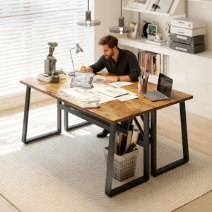 180cm computer desk with adjustable legs, modern style, brown