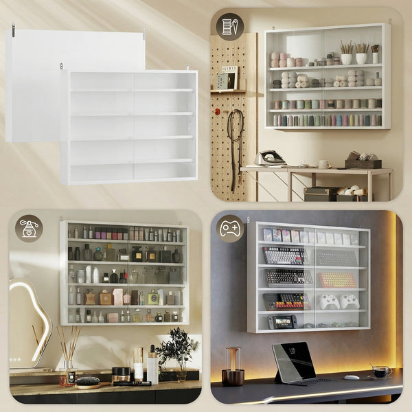 White 5-tier wall display cabinet, 31.5 in.