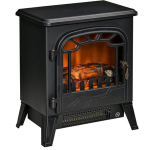 Freestanding Electric Fireplace with Realistic Flame Effect 750W/1500W, Black