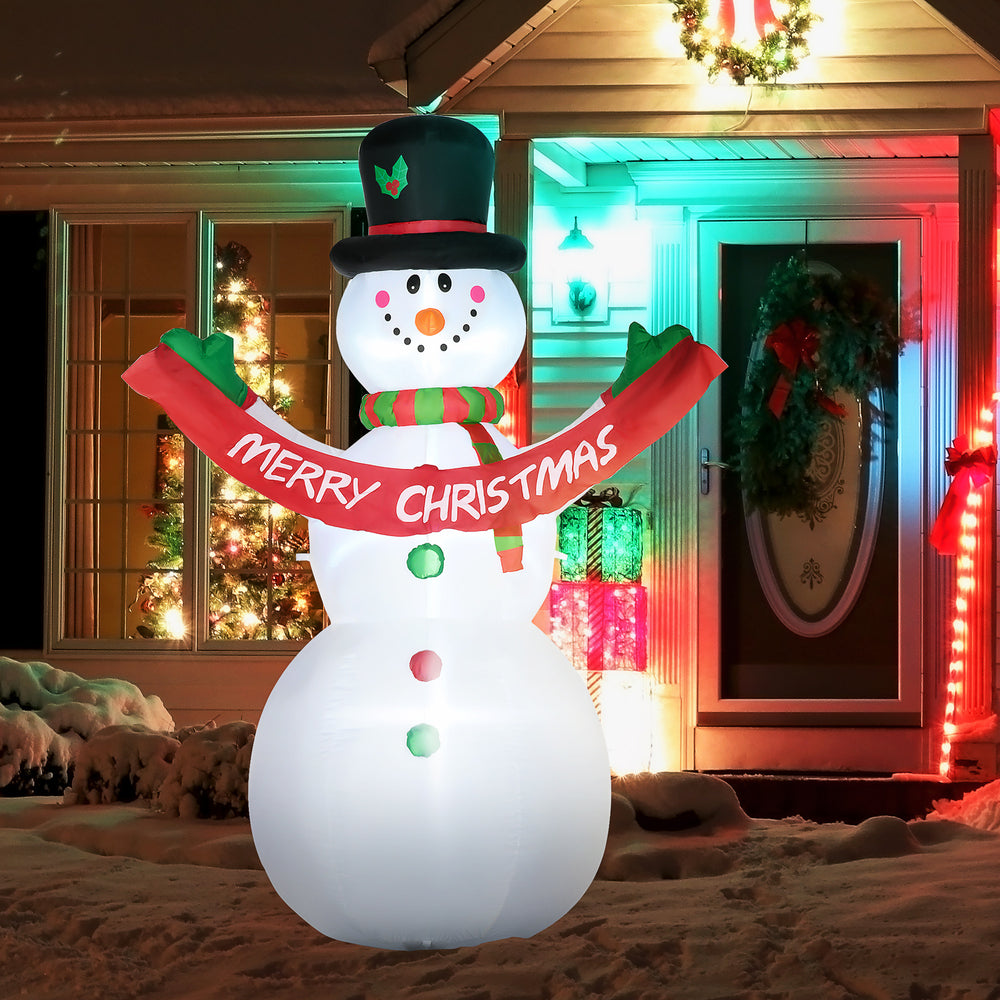 2.4 meter inflatable snowman with LED light banner