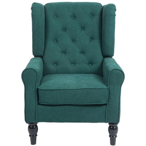 Button-upholstered accent chair, dark green