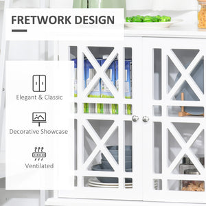 Sideboard with pierced doors and shelf, white
