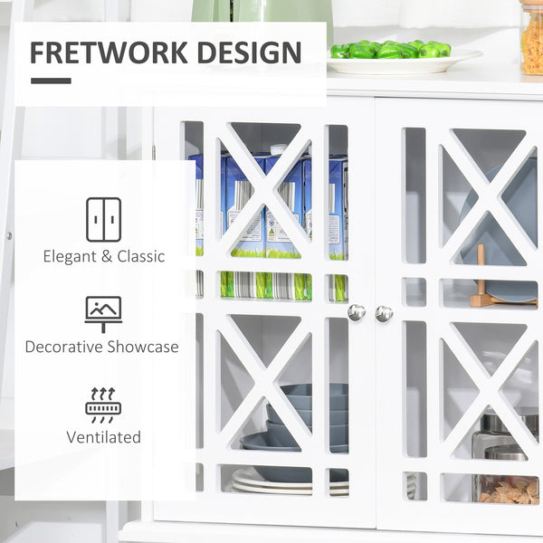 Sideboard with pierced doors and shelf, white