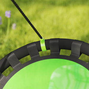 Saucer swing with adjustable suspension ropes, green