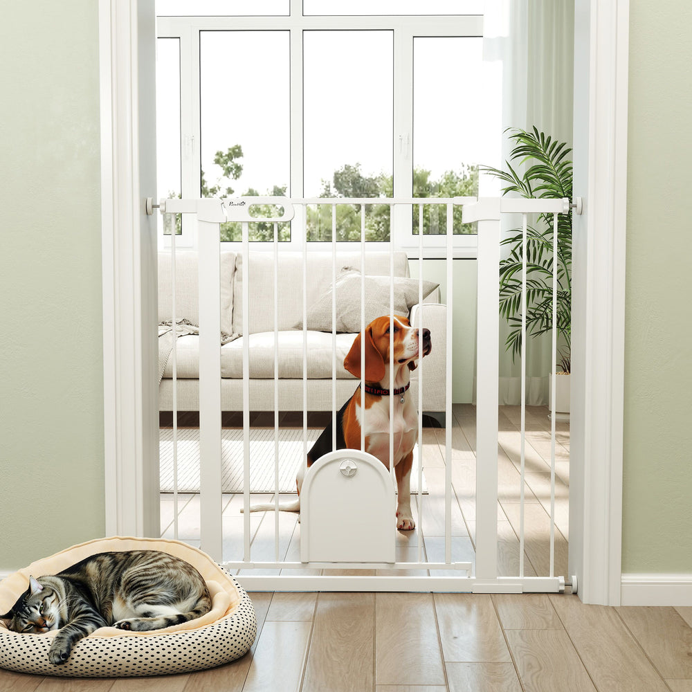 89cm High Pressure Mount Dog Safety Gate for Stairs, White