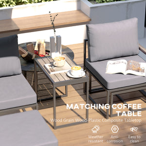 5-piece garden furniture set with ottomans, cushions and small sofa, grey