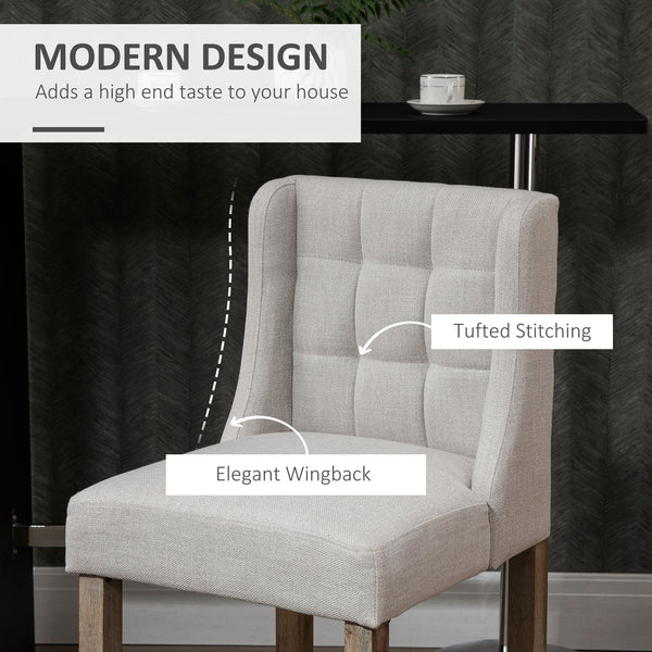 Modern upholstered and padded bar stools, beige