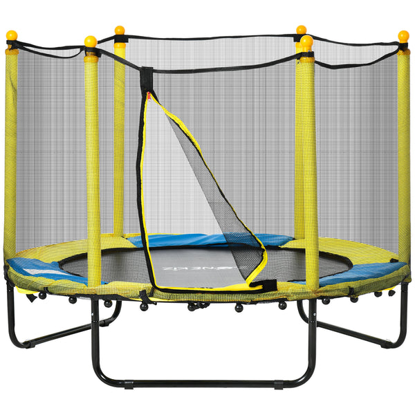 1.4m Kids Trampoline with Safety Enclosure Net for Indoor and Outdoor Use, Yellow