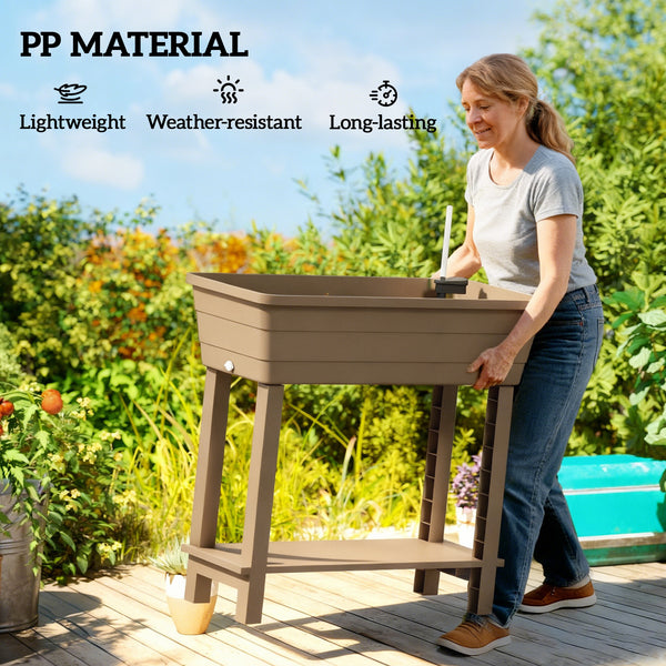 Raised garden bed with automatic watering, transparent lid and ventilation