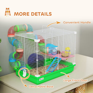 2-tier cage with tunnel for small rodents, green