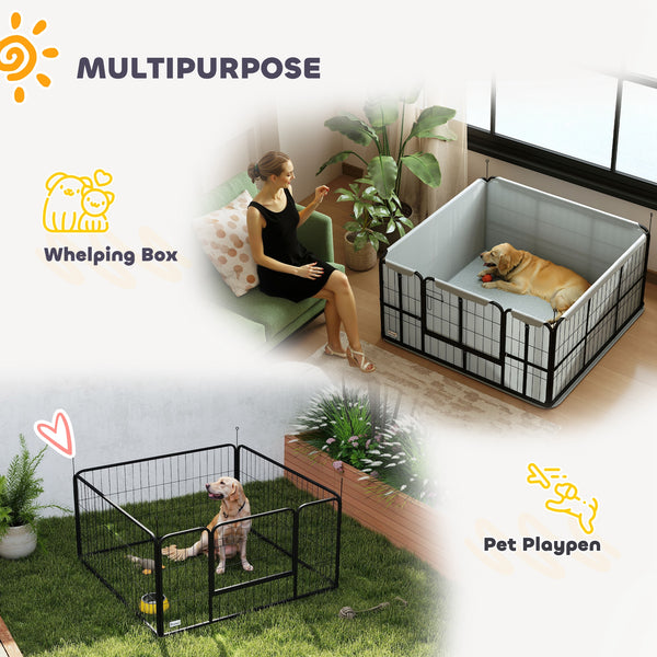 4-panel whelping box with windproof 600D Oxford fabric