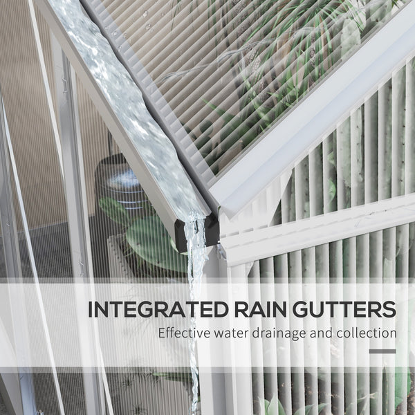 Polycarbonate greenhouse with sliding door, window, aluminum frame and foundation